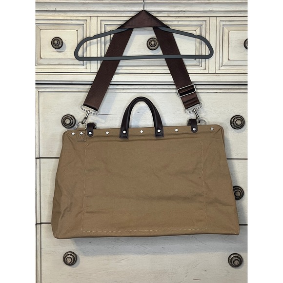 Line of Trade No. 0312 Tan Canvas Leather Trim Weekender Duffel Bag Mens Travel - Picture 2 of 11
